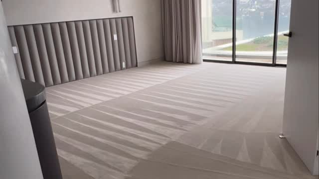 Freshly vacuumed carpet with a clean finish pattern